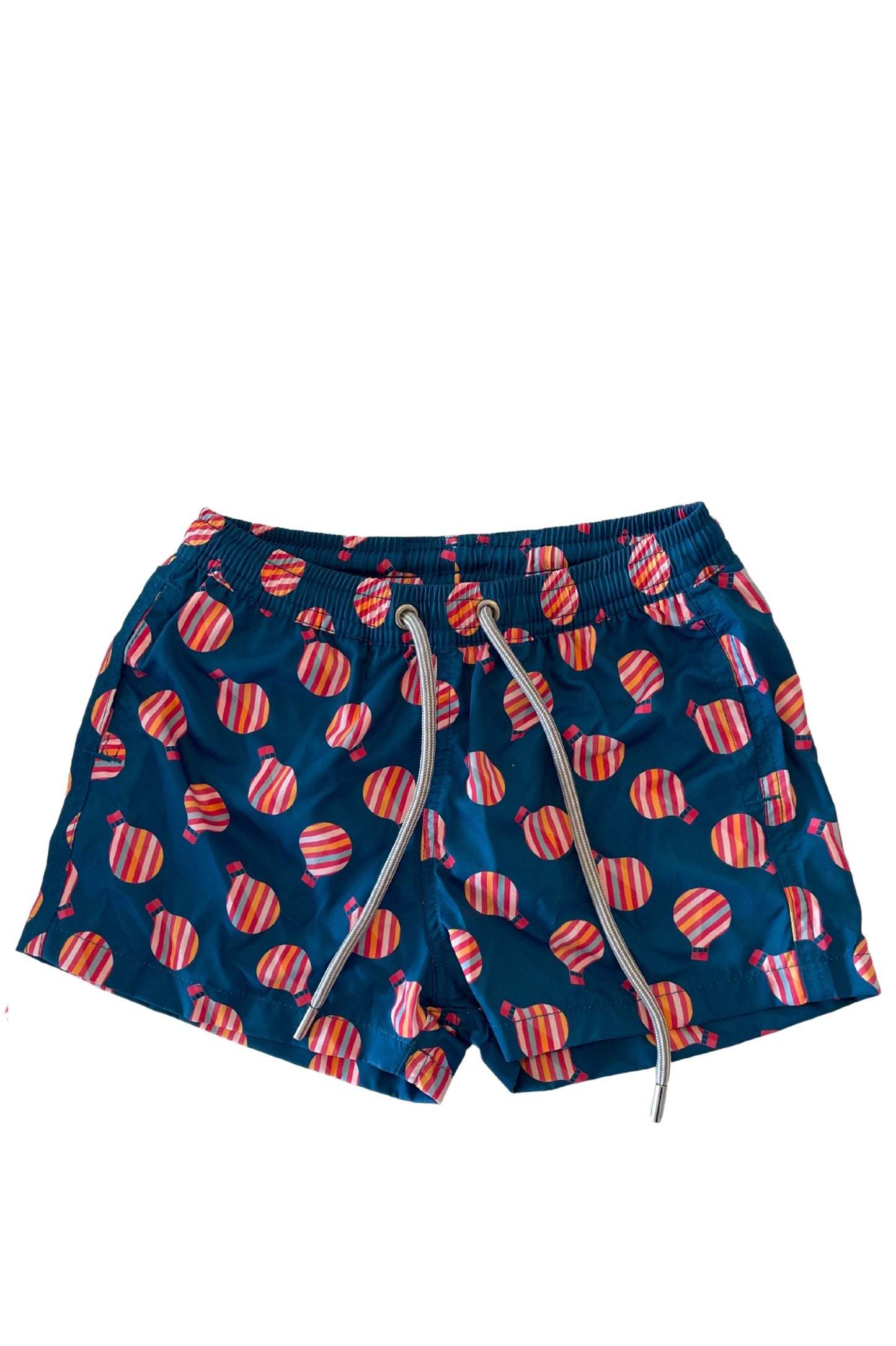 Beach Kids Woxer Hot Air Balloon Print - featuring elastic waistband, side pockets, and back buttoned pocket - front view