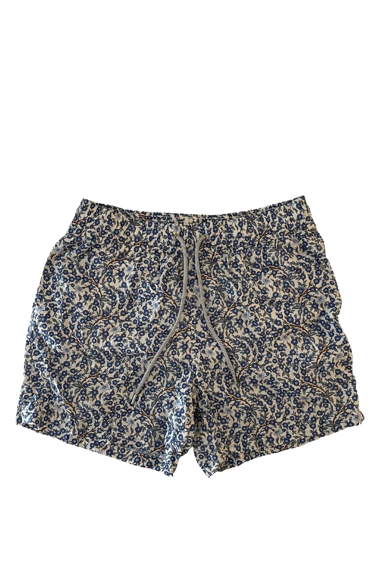 Beach Man Woxer Floral Blue Print - featuring elastic waistband, side pockets, and back buttoned pocket - front view